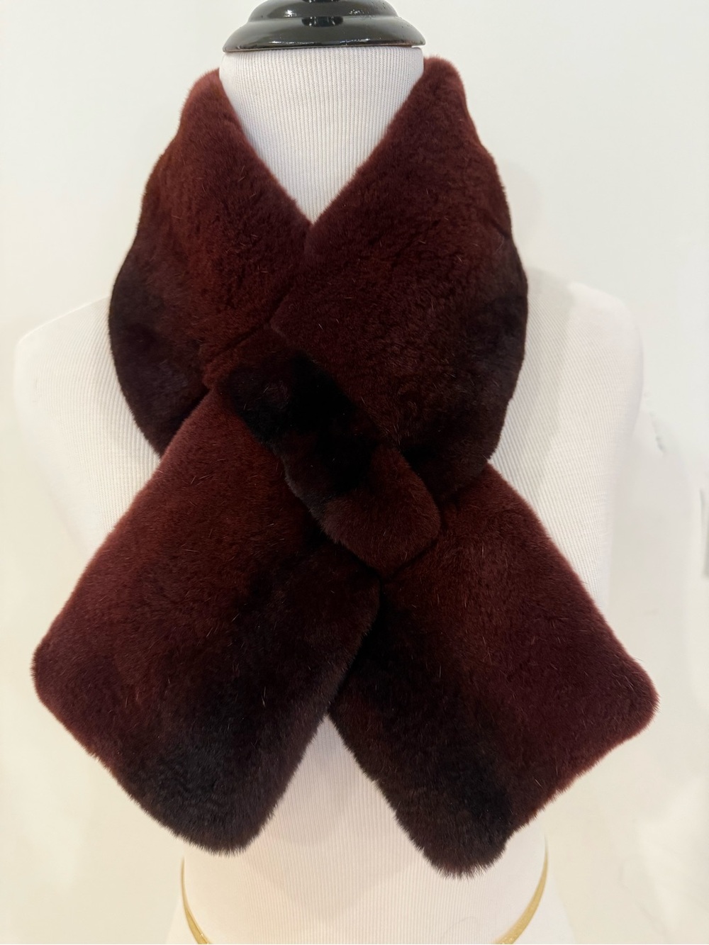Sheared Mink Fur Scarf - Deep Burgundy